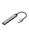 AISENS Hub USB 3.0 Aluminio, Tipo A/M - 4x Tipo A/H, Gris, 10cm