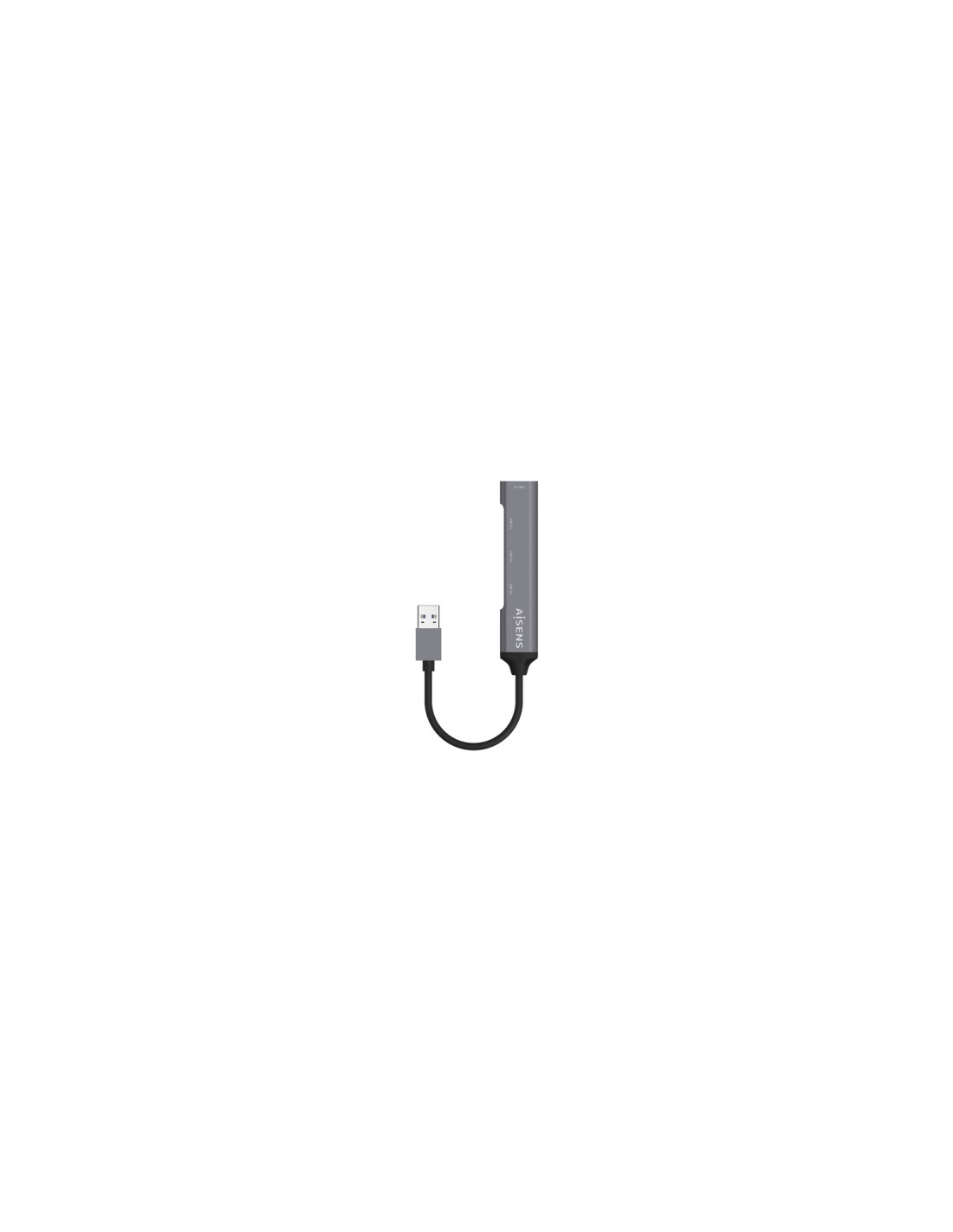 AISENS Hub USB 3.0 Aluminio, Tipo A/M - 4x Tipo A/H, Gris, 10cm