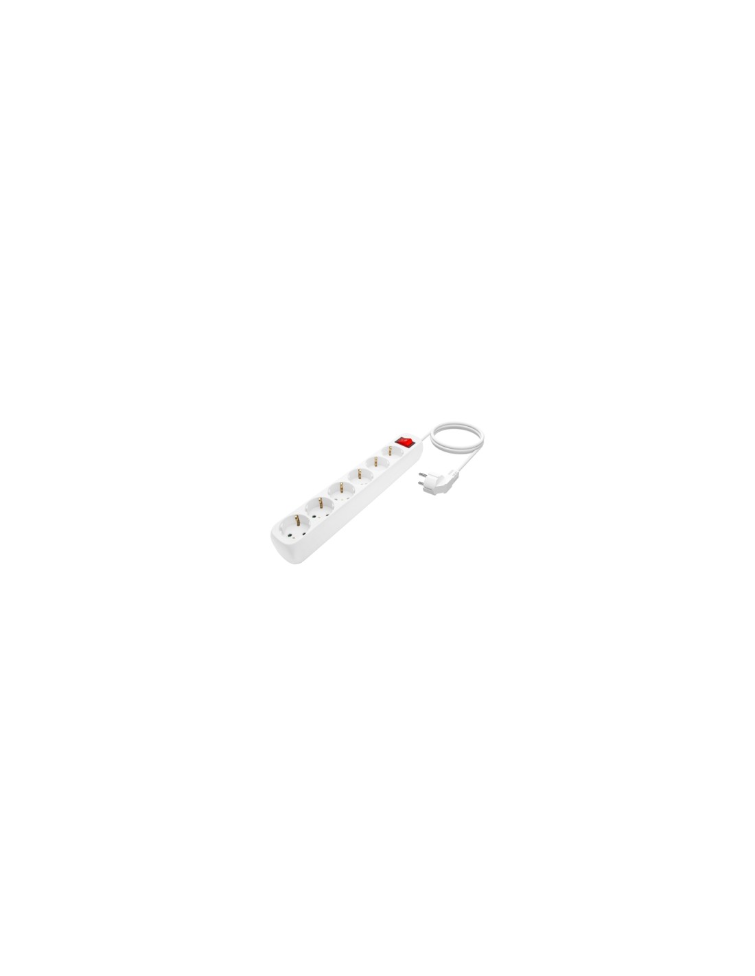 AISENS Base Multiple 6 Tomas Con Interruptor Con Cable 3x1.5mm2, Blanco, 1.4m