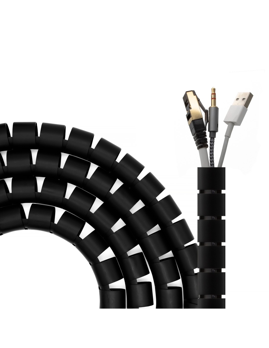 AISENS Organizador De Cable En Espiral 25mm, Negro, 3.0 m