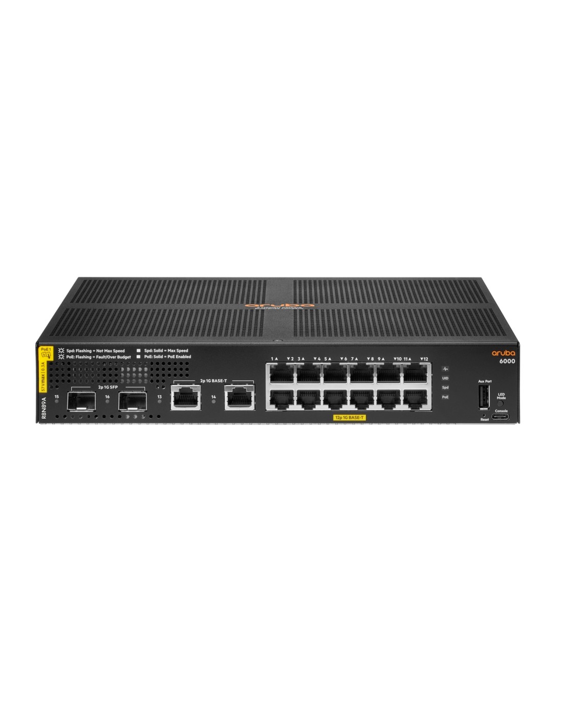 Hewlett Packard Enterprise Aruba 6000 12G Class4 PoE 2G/2SFP 139W Gestionado L3 Gigabit Ethernet (10/100/1000) EnergÍ­a sobre Et