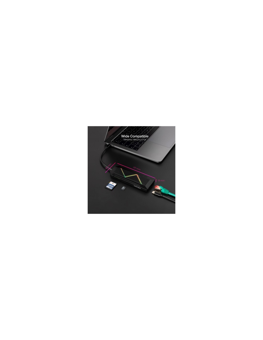 Nanocable 10.16.0801 base para portátil y replicador de puertos Alámbrico USB 3.2 Gen 1 (3.1 Gen 1) Type-C Negro