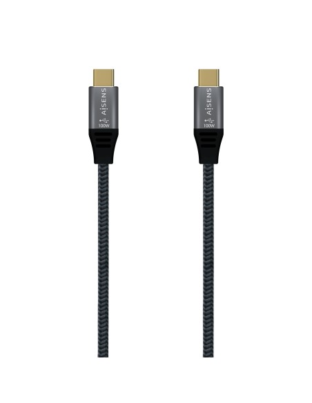 AISENS Cable USB 2.0 Aluminio 5A 100W E-Mark, USB-C/M-USB-C/M, Gris, 2.0M