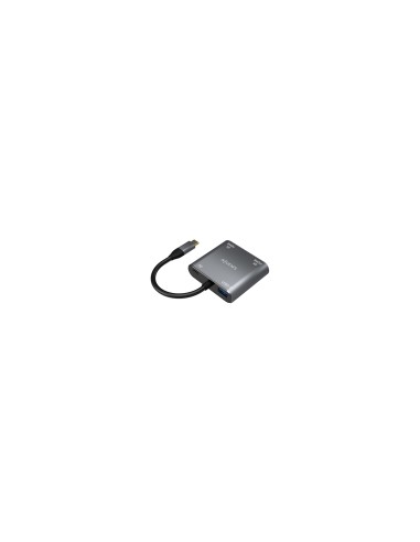 AISENS Conversor USB-C a 2XHDMI 4K SST MST/USB2.0/USB-C PD 60W, USB-C/M-2XHDMI/H-USB-A/H-USB-C/H, Gris, 15CM