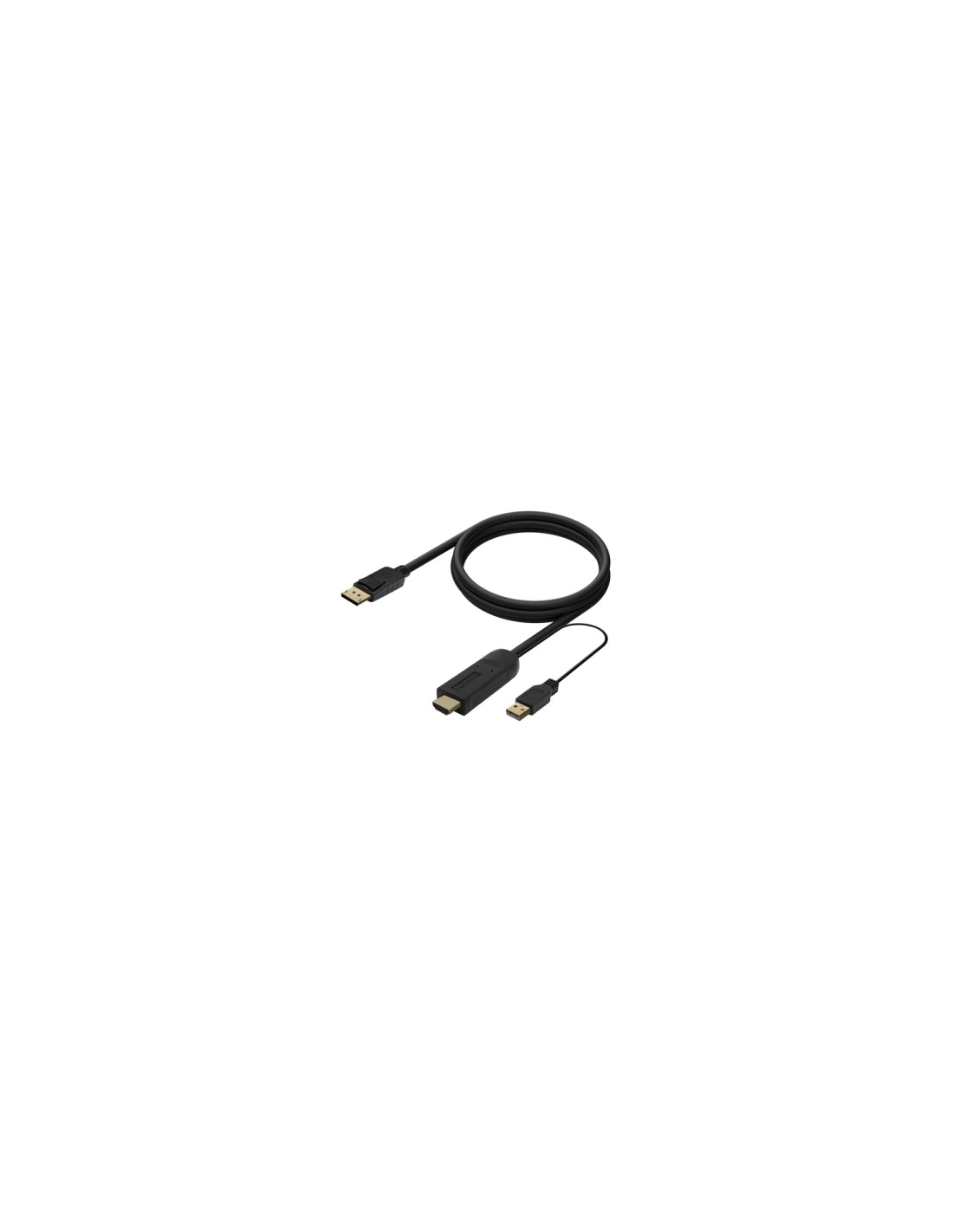 AISENS Cable Conversor Activo HDMI 2.0 + USB Alim. a DISPLAYPORT V1.2, HDMI/M-USB/M-DP/M, Negro, 1.8M