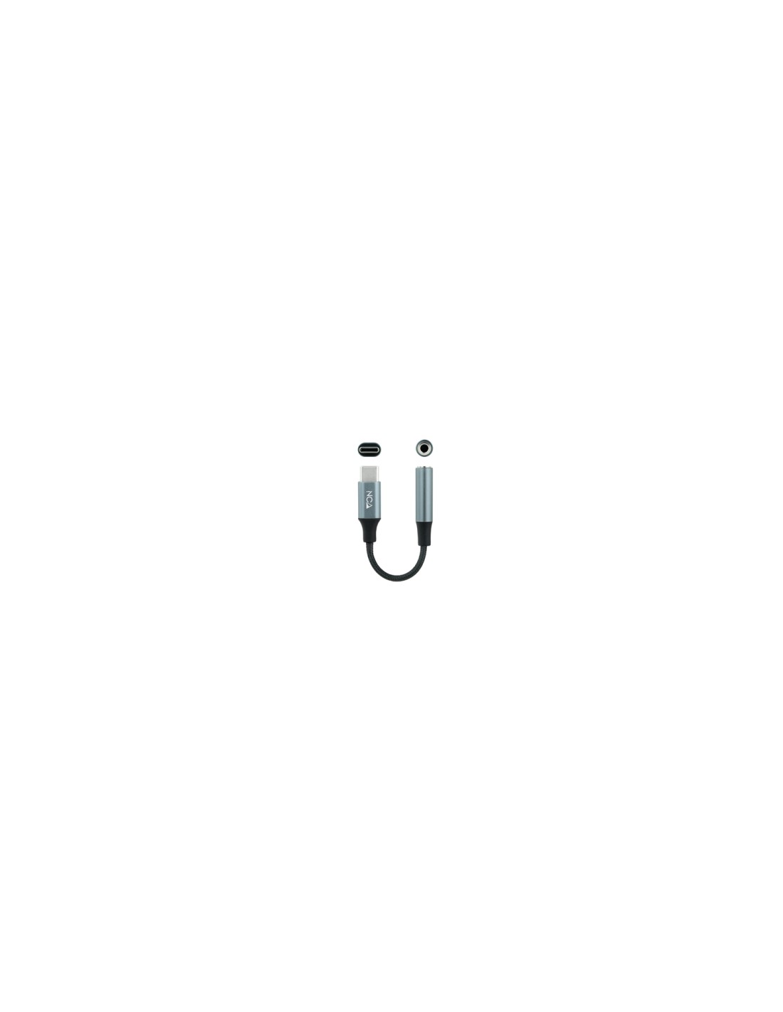 Nanocable Cable Adaptador Audio USB-C/M a Jack 3.5/H, 11 cm, Negro/Gris