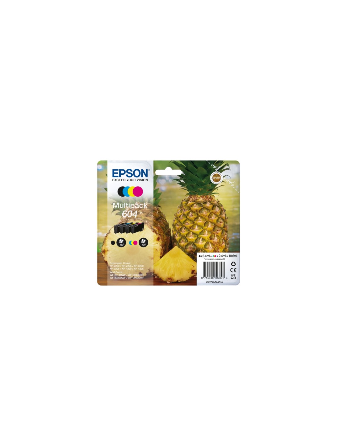Epson 604 cartucho de tinta 4 pieza(s) Compatible Rendimiento estándar Negro, Cian, Magenta, Amarillo