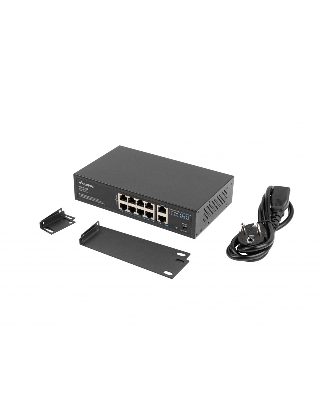 Lanberg RSFE-8P-2GE-120 switch No administrado Gigabit Ethernet (10/100/1000) EnergÍ­a sobre Ethernet (PoE) 1U Negro
