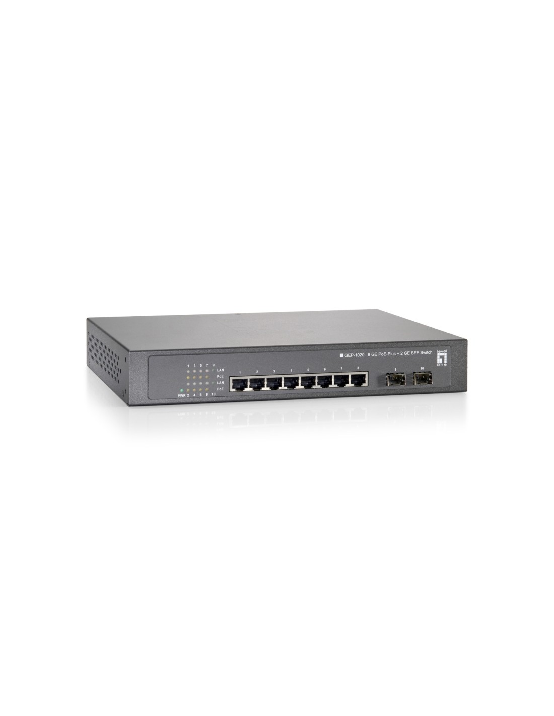 LevelOne GEP-1020 switch Gigabit Ethernet (10/100/1000) EnergÍ­a sobre Ethernet (PoE) Gris