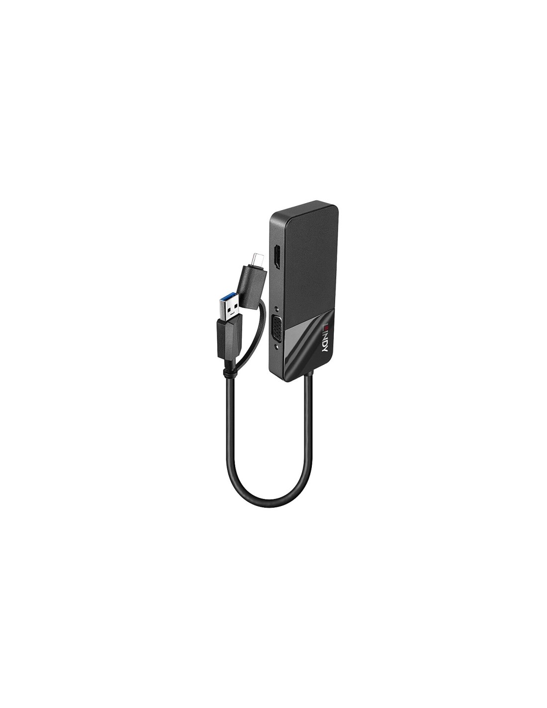 Lindy 43354 hub de interfaz USB 3.2 Gen 1 (3.1 Gen 1) Type-A + Type-C Negro