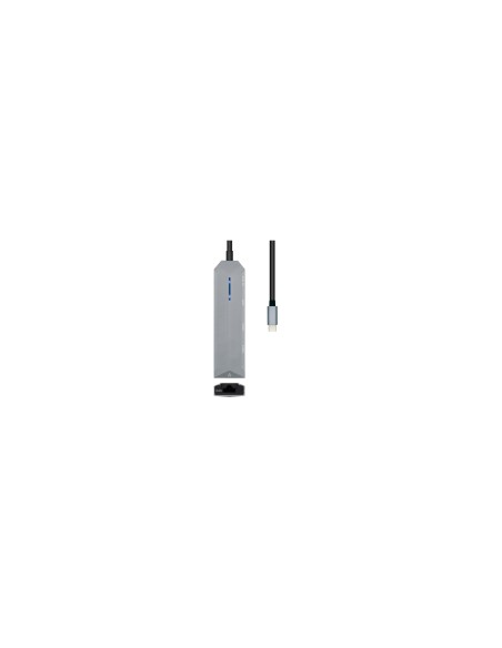 AISENS USB-C dock 5 en 1, USB-C a 1xHDMI, 1xRJ45, 2xUSB, 1xPD, Gris,