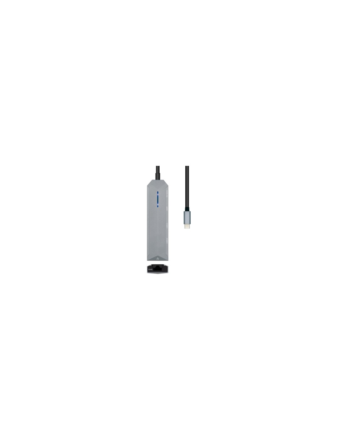 AISENS USB-C dock 5 en 1, USB-C a 1xHDMI, 1xRJ45, 2xUSB, 1xPD, Gris, 15 cm