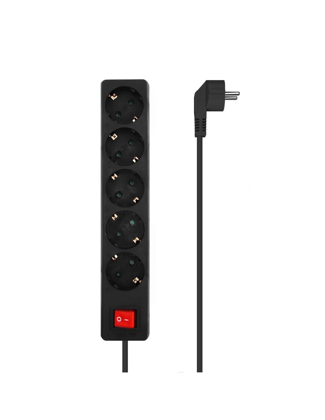 AISENS Base Multiple 5 Tomas con Interruptor con Cable 3Í?1.5mm2, Negro, 1.4 m
