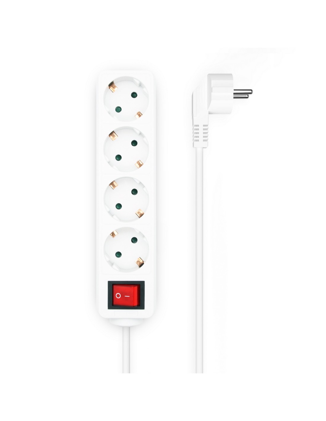 AISENS Base Multiple 4 Tomas con Interruptor con Cable 3Í?1.5mm2, Blanco, 1.4 m