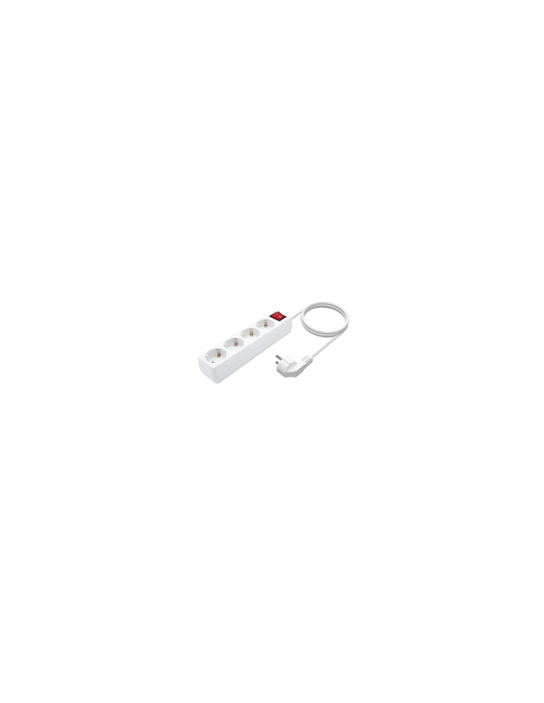 AISENS Base Multiple 4 Tomas con Interruptor con Cable 3Í?1.5mm2, Blanco, 1.4 m