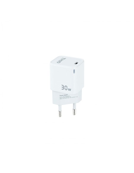 TooQ Cargador de Pared GAN USB-C/PD 30W, Blanco