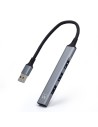 Ewent EW1144 hub de interfaz USB 3.2 Gen 1 (3.1 Gen 1) Type-A 5000 Mbit/s Gris, Plata