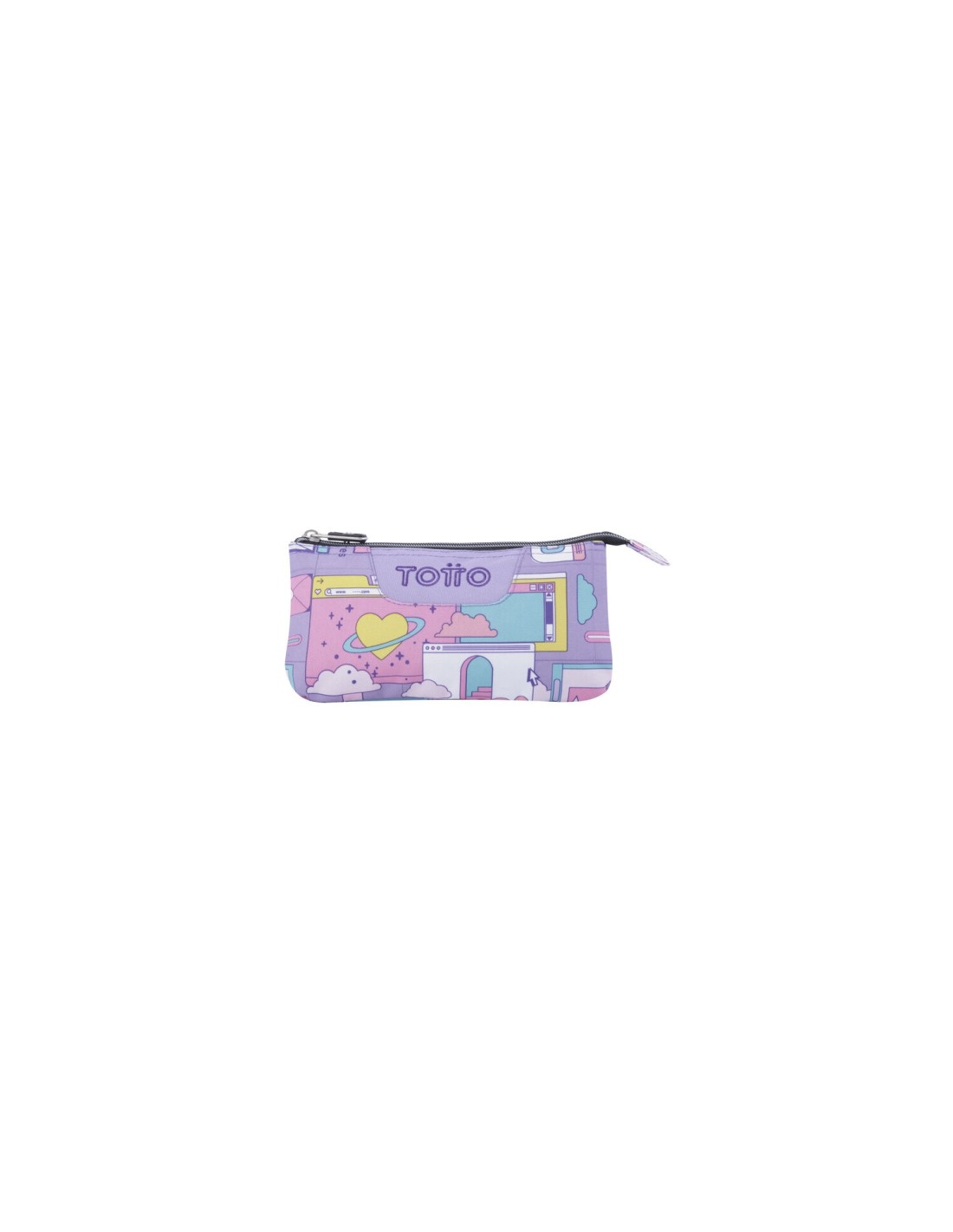 Totto AC52ECO012-2210Z-2QI caja de lápices Estuche suave Poliéster Azul, Rosa, Violeta, Blanco, Amarillo