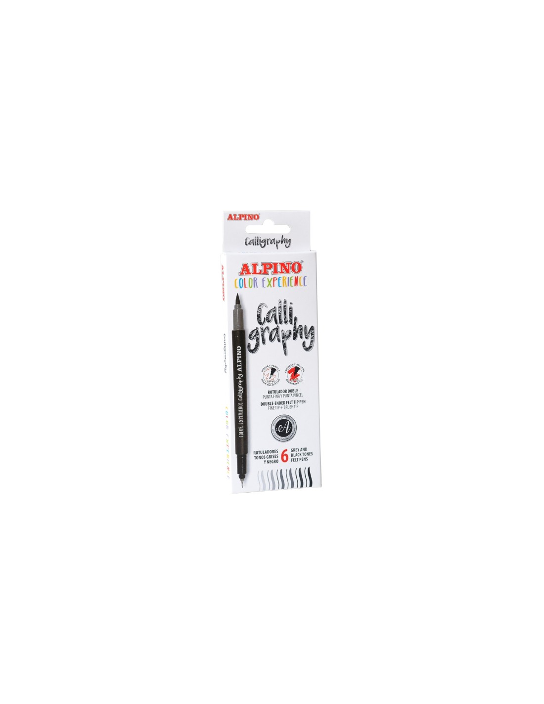 Alpino AR001040 rotulador Fino/Medio Negro, Gris 6 pieza(s)