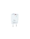 TooQ Cargador de Pared USB-C/PD + USB-A/QC 20W, Blanco