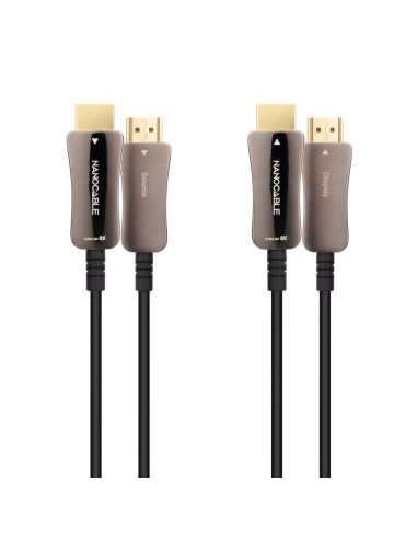 Nanocable Cable HDMI V2.1 AOC 8K@60Hz 4K@120Hz 48Gbps A/M-A/M, Negro,