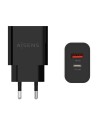 AISENS Cargador 20W, 1xUSB-C PD3.0, 1xUSB-A QC3.0, Negro
