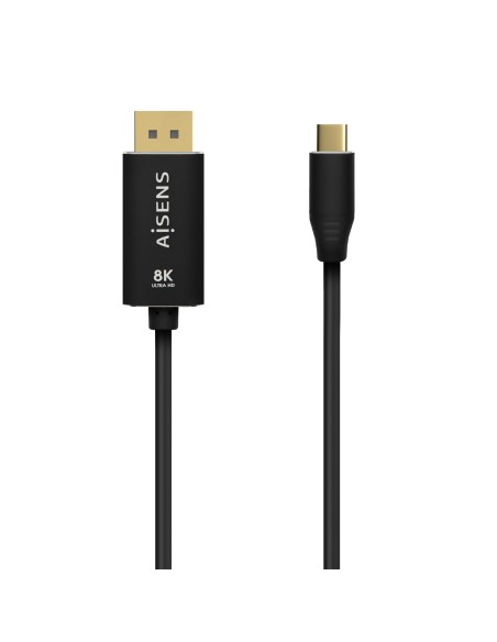 AISENS Cable Conversor Aluminio USB-C a Displayport 8K@60Hz, USB-C/M-DP/M, Negro, 0.8M