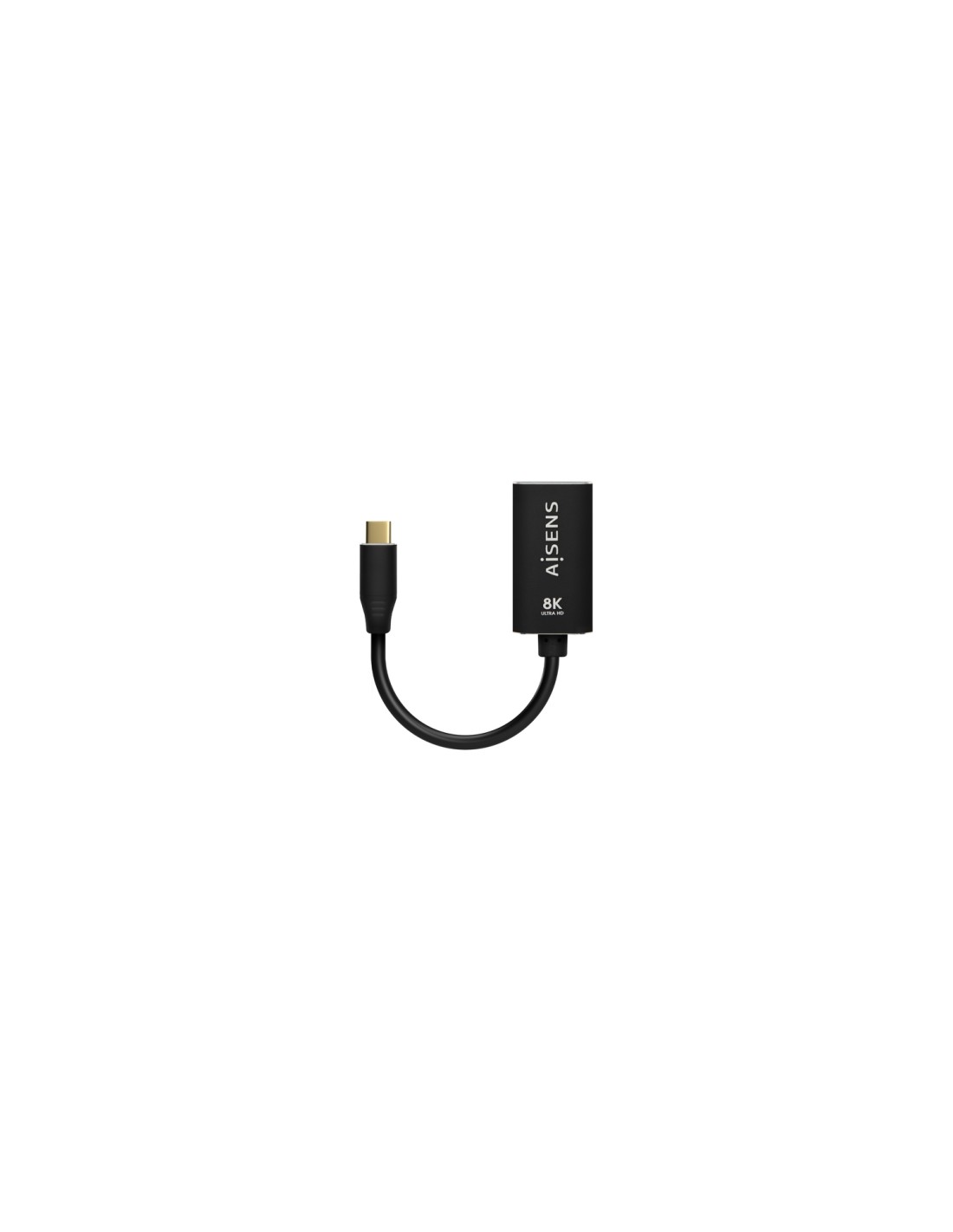 AISENS Conversor Aluminio USB-C a Displayport 8K@60Hz, USB-C/M-DP/H, Negro, 15cm