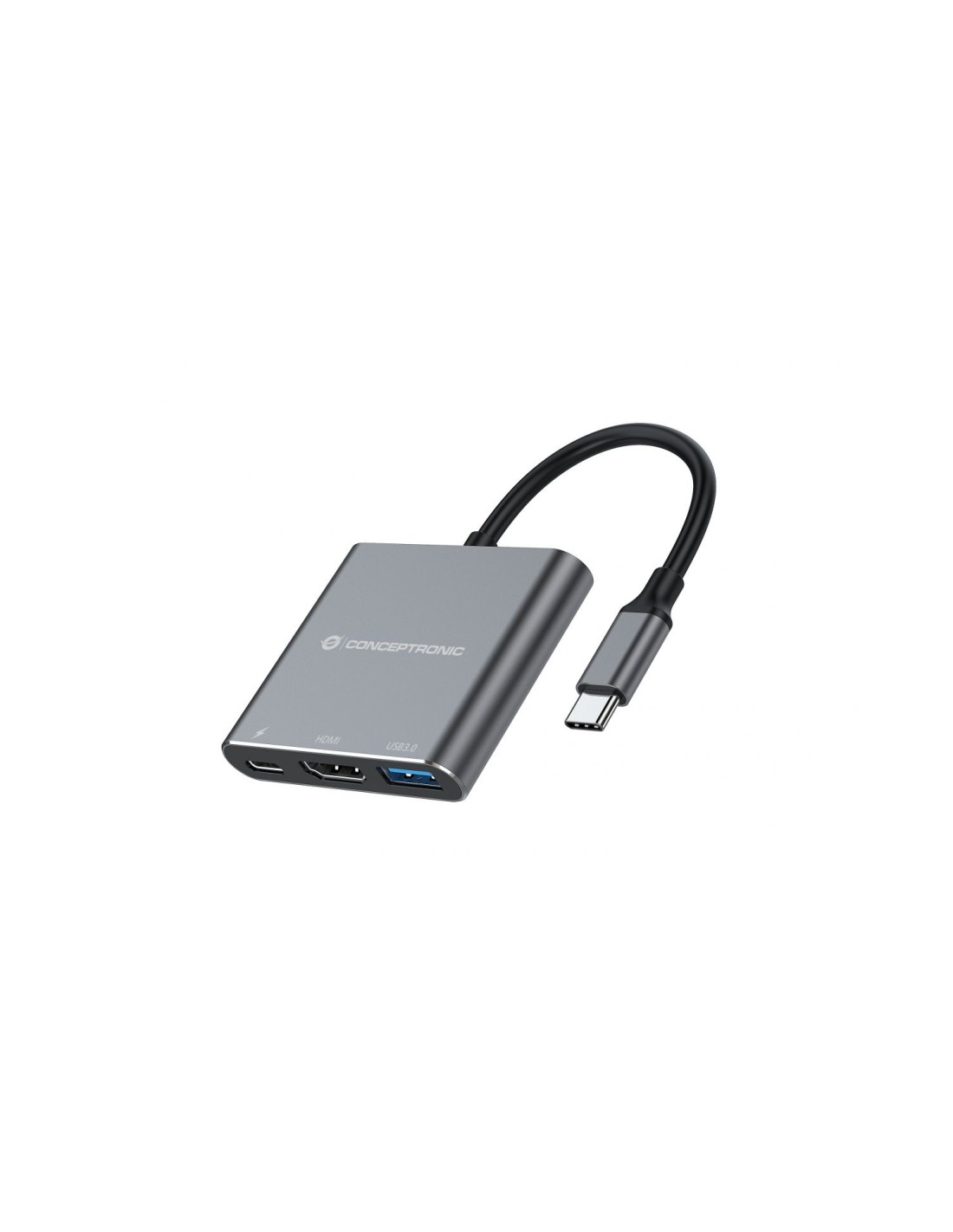 Conceptronic DONN18G base para portátil y replicador de puertos Alámbrico USB 3.2 Gen 1 (3.1 Gen 1) Type-C Gris