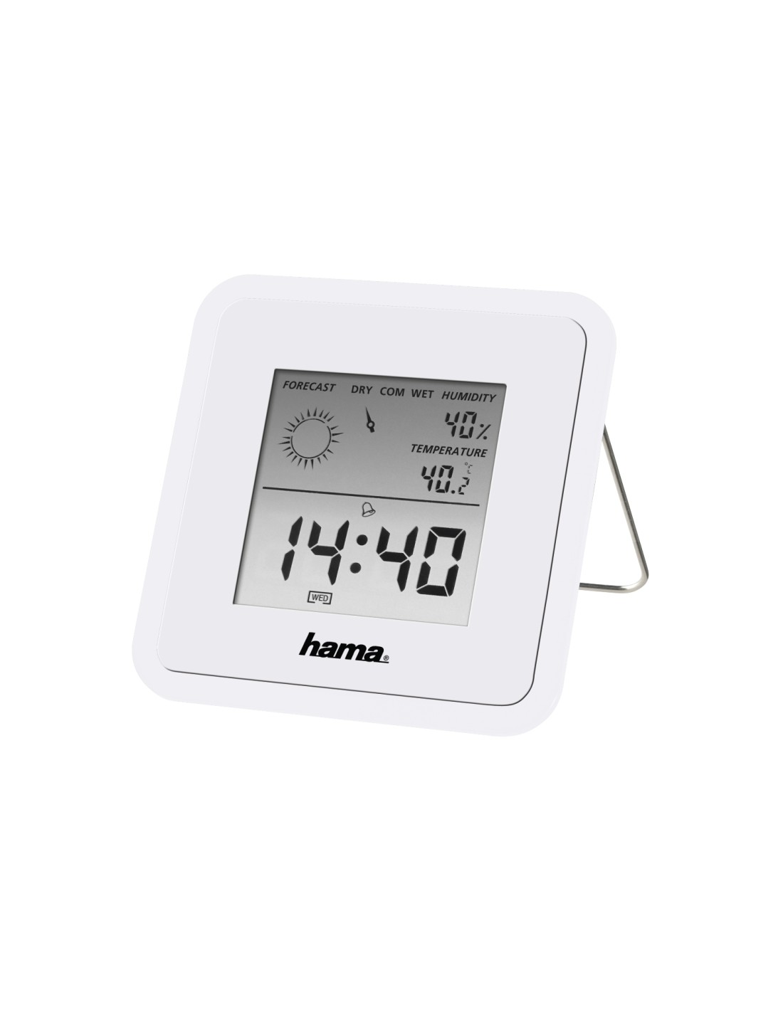 Hama | Termómetro e Higrómetro Digital con Reloj (Medidor de temperatura para interior, medidor de temperatura y humedad ambient