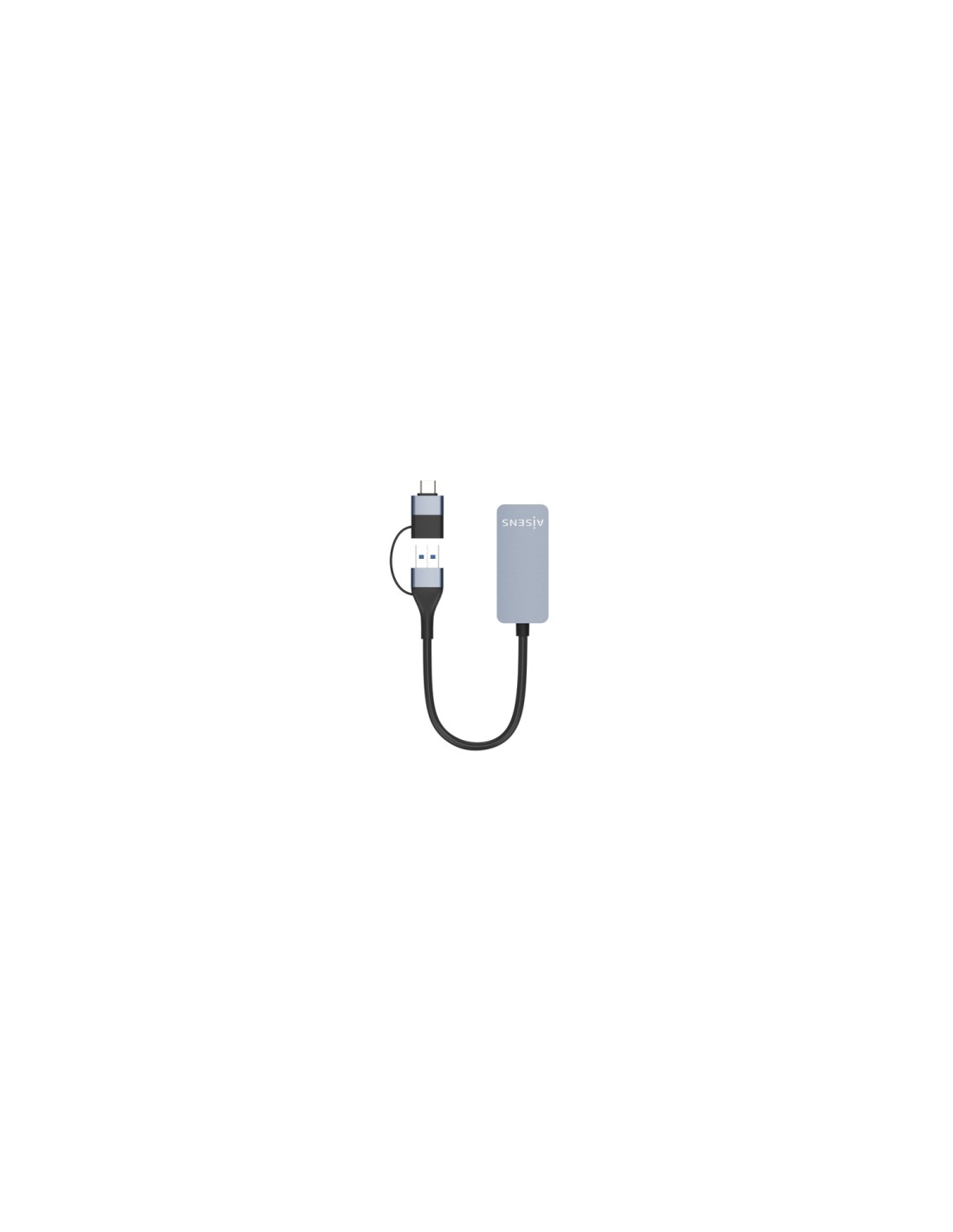 AISENS Conversor USB3.2 Gen1 USB-A+USB-C a Ethernet 2.5G 10/100/1000/2500 Mbps, Gris, 15cm