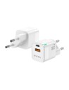 AISENS Cargador Gan 30W, 1xUSB-C PD3.0 QC4.0, 1xUSB-A QC3.0, Blanco
