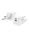 AISENS Cargador Gan 20W, 1xUSB-C PD3.0 QC4.0, 1xUSB-A QC3.0, Blanco