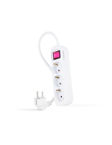Nanocable Regleta de Enchufes con 3 Tomas con Interruptor, 1.4 m,