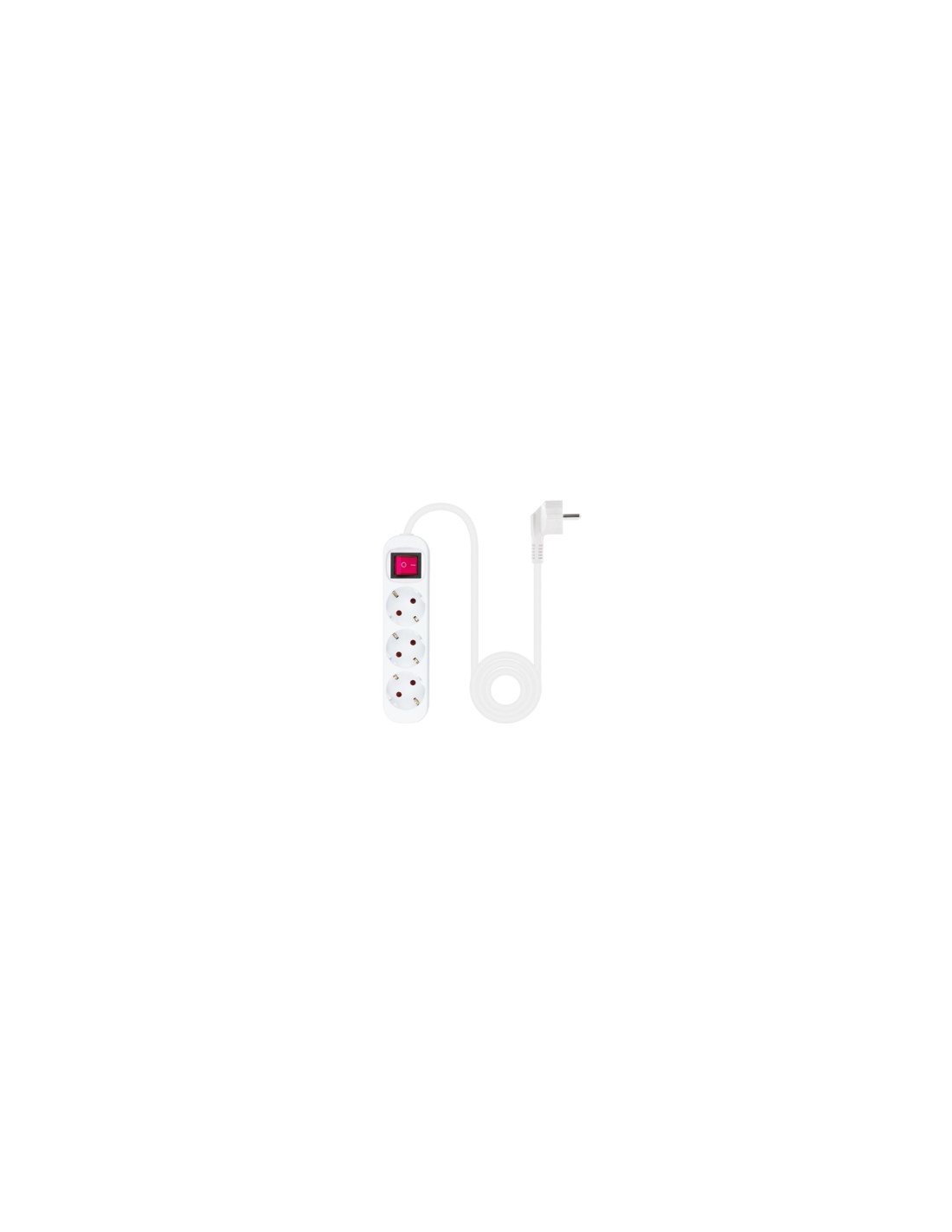 Nanocable Regleta de Enchufes con 3 Tomas con Interruptor, 1.4 m, Blanco