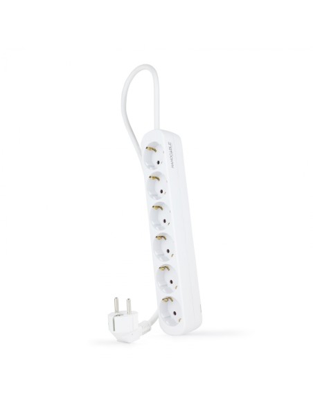 Nanocable Regleta de Enchufes con 6 Tomas, 1.4 m, Blanco