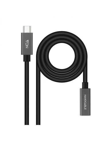 Nanocable Cable Prolongador USB-C 3.2 Gen2x2 20Gbps 3A, 4K/60Hz, USB-C/M-USB-C/H, Negro, 1 m