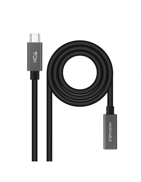Nanocable Cable Prolongador USB-C 3.2 Gen2x2 20Gbps 3A, 4K/60Hz, USB-C/M-USB-C/H, Negro, 1 m