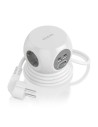 AISENS Regleta de Enchufes Sobremesa Multifuncion con 3 Tomas + 2xUSB-C, 2xUSB-A, 1.4M, Blanco
