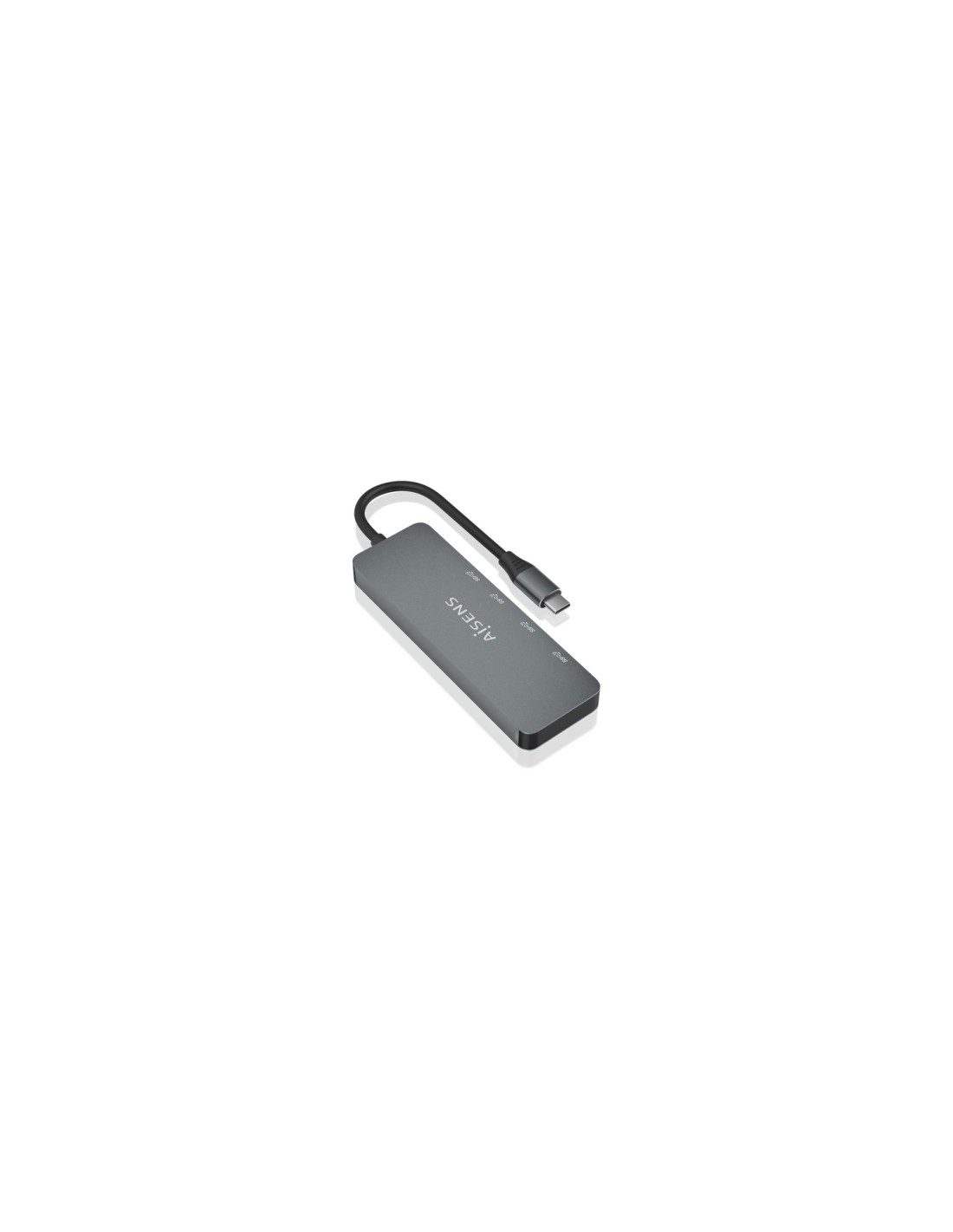 AISENS Hub USB 3.2 Gen2 10G USB-C, USB-C/M-2xUSB-C/H-2xUSB-A/H, Gris, 15cm