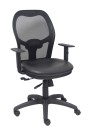 Piqueras y Crespo Silla Jorquera traslack malla negra asiento similpiel negro brazos regulables