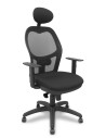Piqueras y Crespo Silla Jorquera malla negra asiento bali negro con cabecero fijo y ruedas de parque