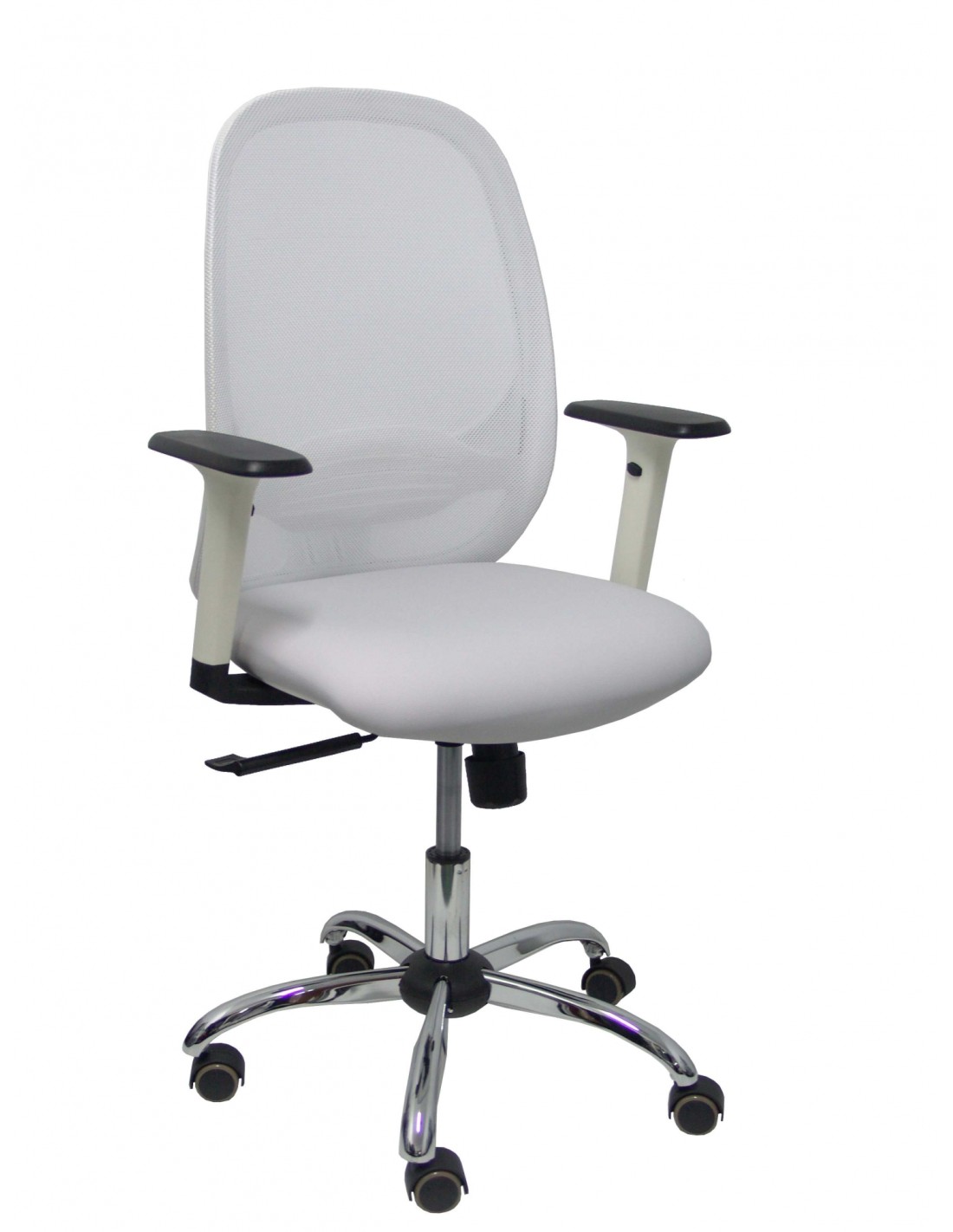 Piqueras y Crespo Silla Cilanco blanca malla blanca asto similpiel gris brazo reg. base crom RP