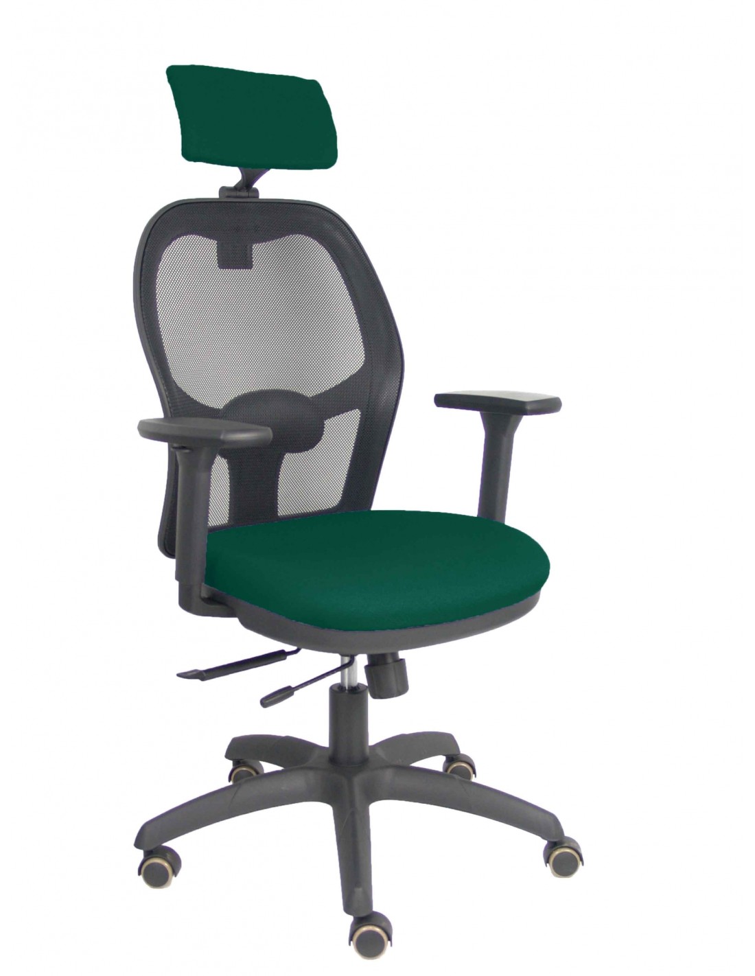 Piqueras y Crespo Silla Jorquera traslack malla negra asiento bali verde botella brazos 3D cabecero regulable