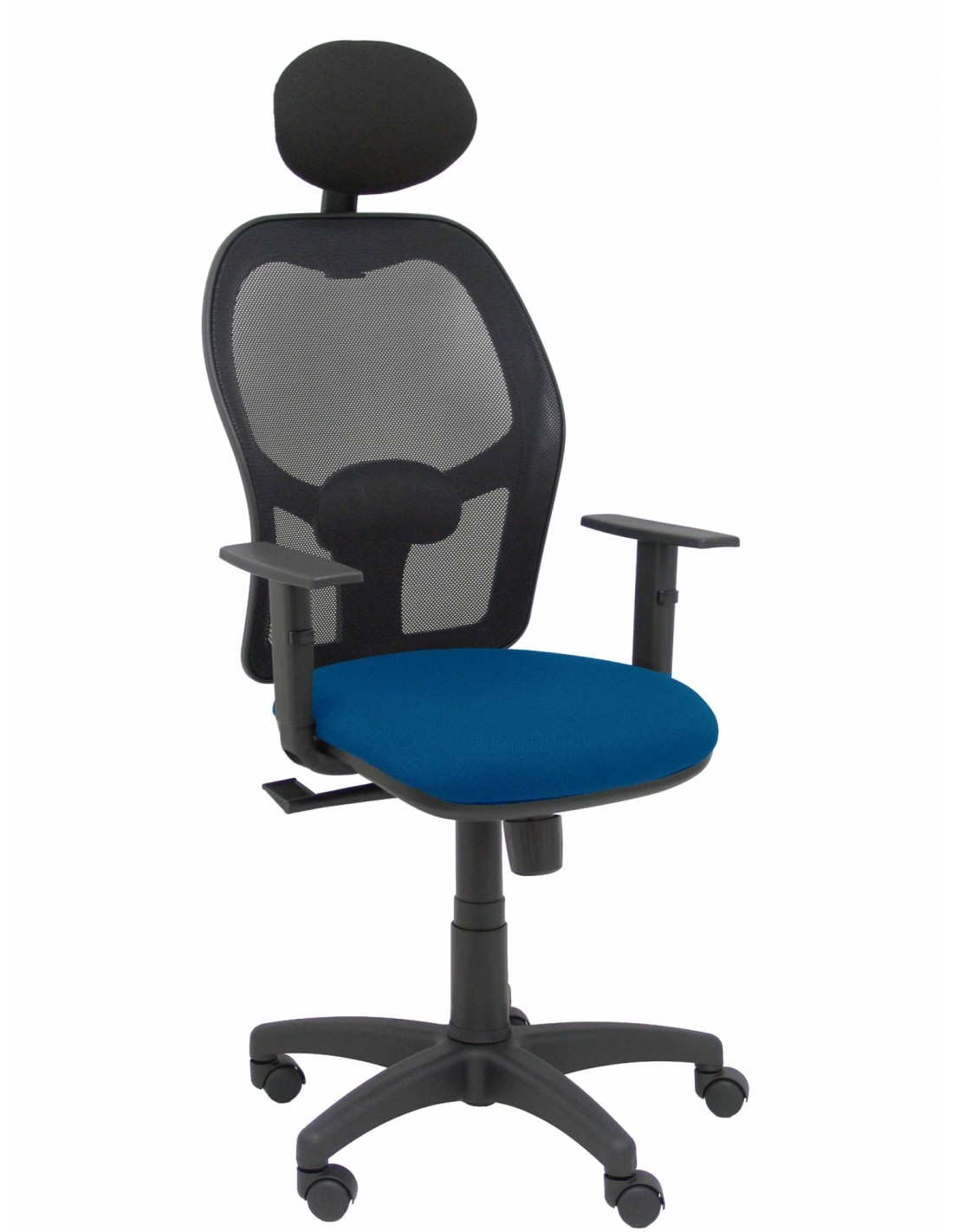 Piqueras y Crespo Silla Alocén malla negra asiento bali azul marino brazos regulables cabecero fijo
