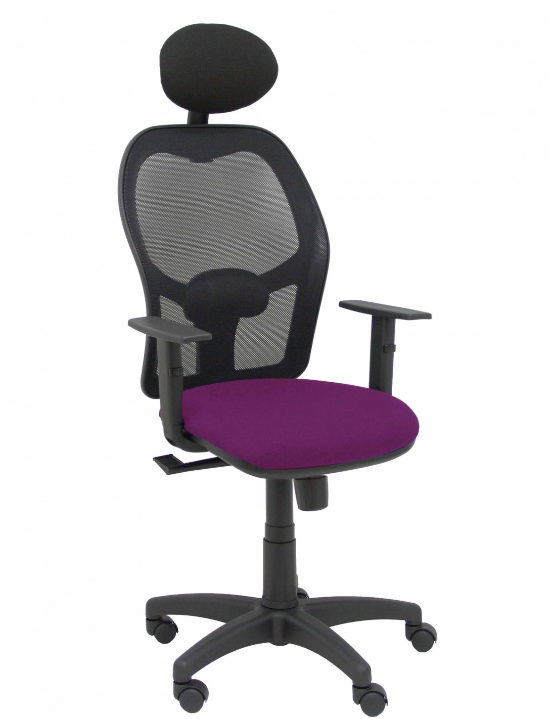 Piqueras y Crespo Silla Alocén malla negra asiento bali morado brazos regulables cabecero fijo