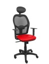Piqueras y Crespo Silla Alocén malla negra asiento similpiel rojo brazos regulables cabecero fijo