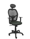 Piqueras y Crespo Silla Alocén malla negra asiento similpiel gris oscuro brazos regulables cabecero fijo