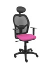 Piqueras y Crespo Silla Alocén malla negra asiento similpiel rosa brazos regulables cabecero fijo