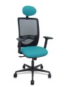 Piqueras y Crespo Silla Zulema sincro malla negra asiento bali turquesa brazos 2D ruedas 65mm cabecero